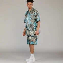 Grimey Camisa Animal Satin - Blue | Summer 23 Cheap