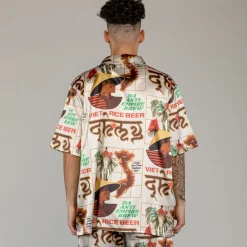 Grimey Camisa Viet Cong Beer Satin - White | Summer 23 Hot
