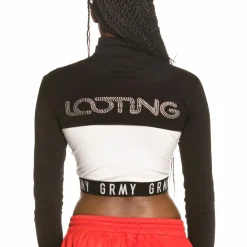Grimey Camiseta Chica Sighting In Vostok Long Sleeve Crop Top Fw19 Black Flash Sale