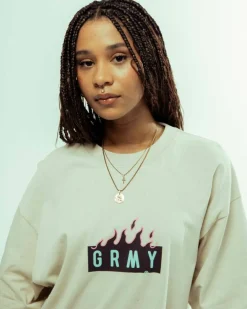 Grimey Camiseta Melted Stone Oversized - Cream | Fw23 Fashion