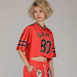 Grimey Camiseta The Clout Mesh Crop Girl - Red | Spring 23 Shop