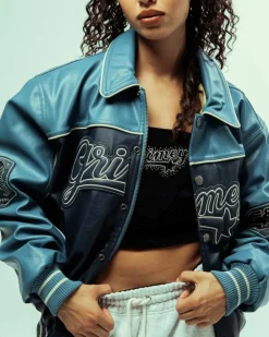 Grimey Chaqueta Madrid Pu Leather - Navy | Fw23 Store