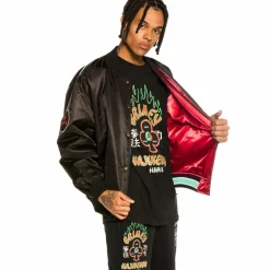 Grimey Chaqueta Satinada Reversible "Destroy All Fear" - Black/Red | Fall 21 Cheap