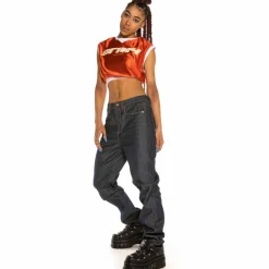 Grimey Crop Top Chica Acknowledge Ss20 Orange Fashion