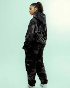 Grimey All Over Print Tusker Temple Vintage Hoodie Black | Fw23 Discount