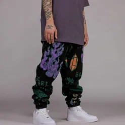 Grimey Pantalon Lost Boys All Over Jacquard Sweatpants - Black | Winter 22 Outlet