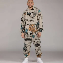 Grimey Pantalon Lost Boys All Over Sweatpants - Cream | Winter 22 Hot