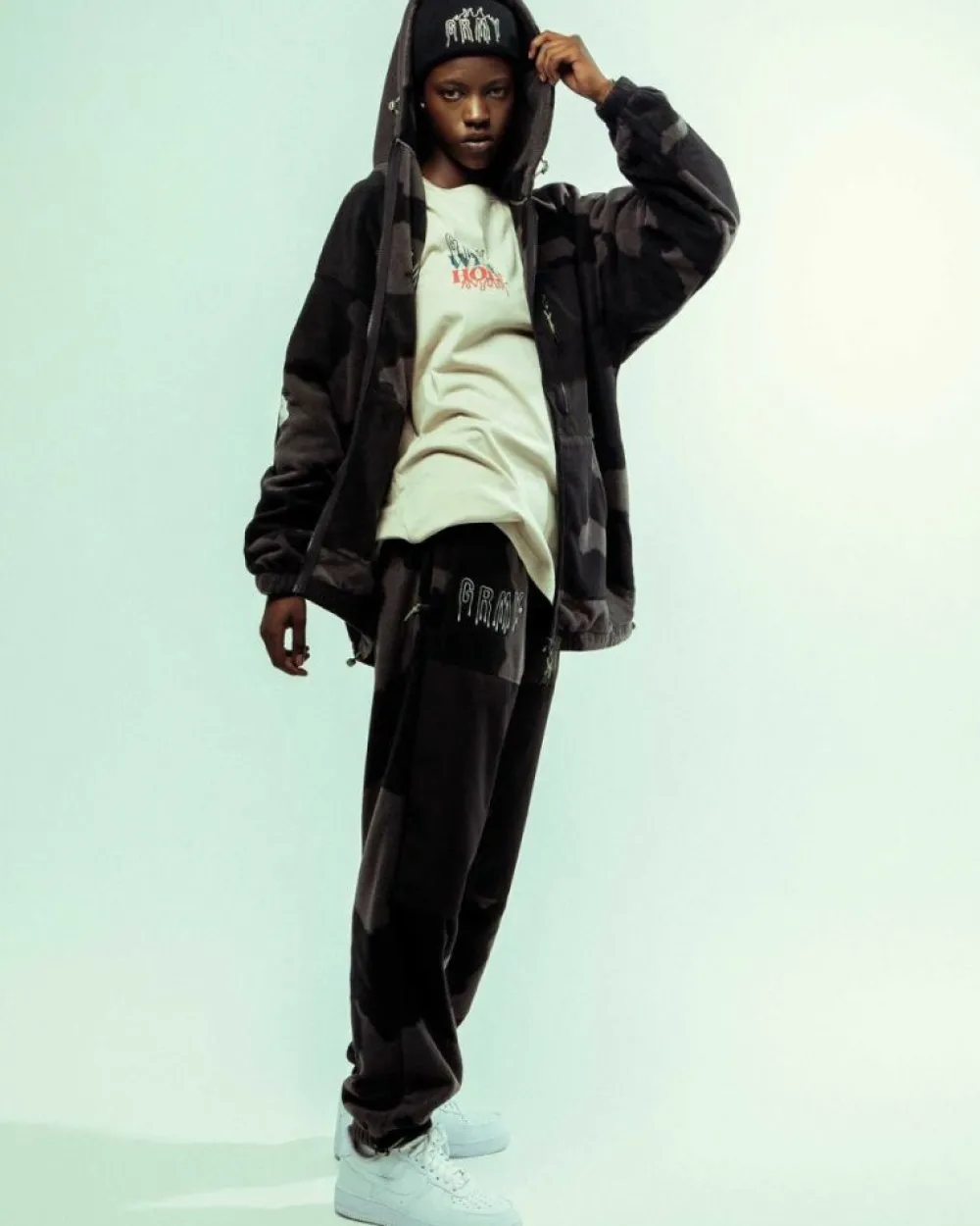 Grimey Sudadera Capucha Back At You All Over Print Polar - Black | Fw23 Shop
