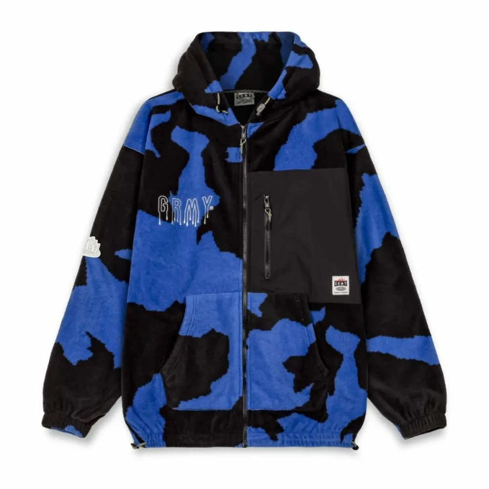 Grimey Sudadera Capucha Back At You All Over Print Polar - Royal Blue | Fw23 Discount