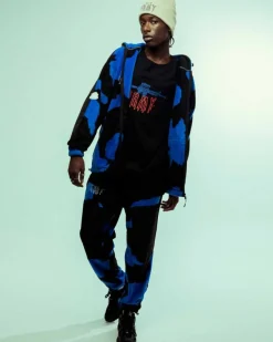 Grimey Sudadera Capucha Back At You All Over Print Polar - Royal Blue | Fw23 Discount