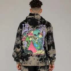 Grimey Sudadera Capucha Ufollow Bleached - Black | Spring 23 Best