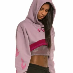 Grimey Sudadera Chica Yoga Fire Super Crop Hoodie Fw20 Violet Store