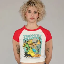 Grimey Top Ufollow Girl Raglan Fitted - Red | Spring 23 Online